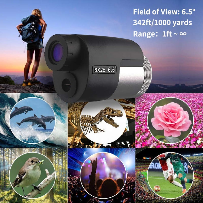 Jizmo 8x25 High Definition Monocular Telescope, Close Focus 1 ft, Fully Multi Coated Optical Lens BAK4 Prism, Mens Gift Wide View Monocular for Bird Watching Travel Sports Events - Image 5